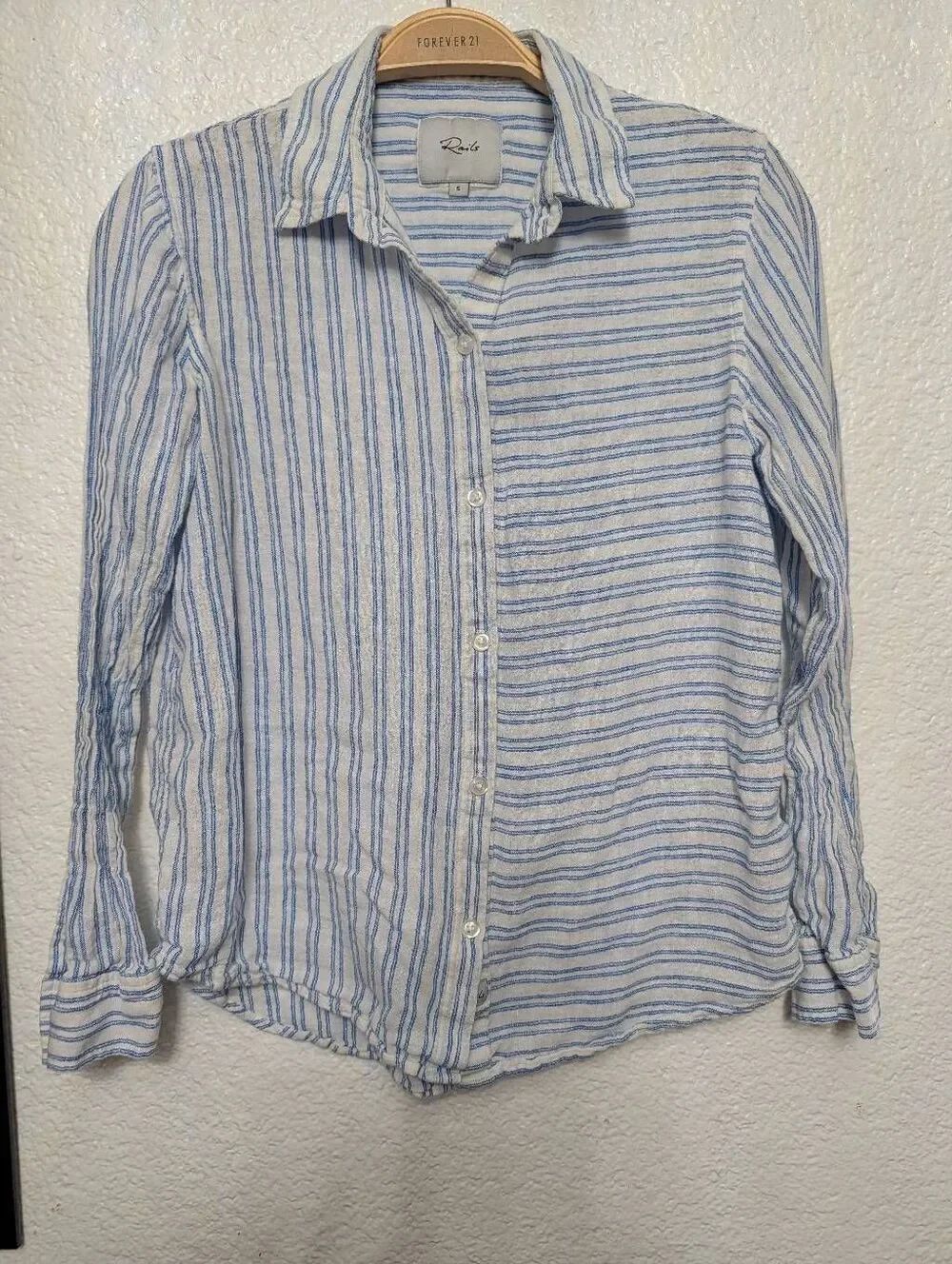 Rails button down long sleeve top linen blend